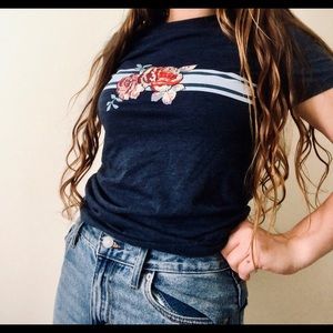 Navy blue with rose  T-shirt